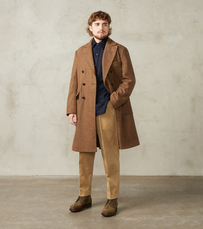 Serwilliam Coat - Brown Wool Herringbone Twill