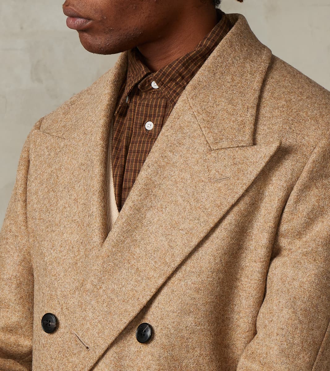 Bogart Coat - Beige Wool Melton Twill
