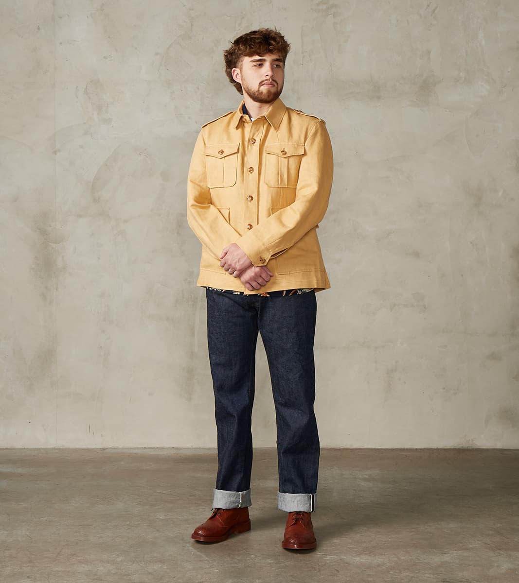 Owen Safari Jacket - Camel Linen Drill Canvas