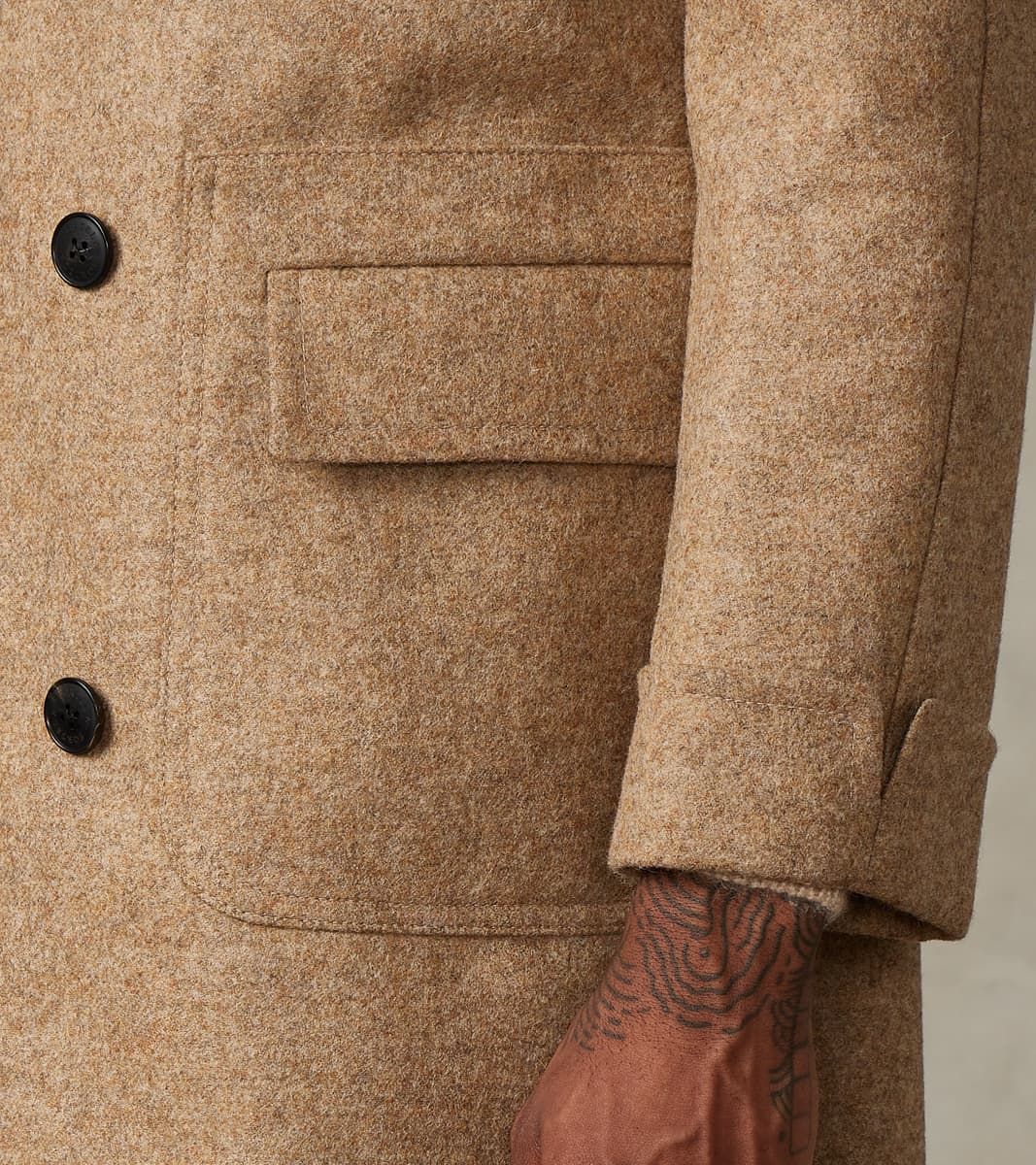 Bogart Coat - Beige Wool Melton Twill