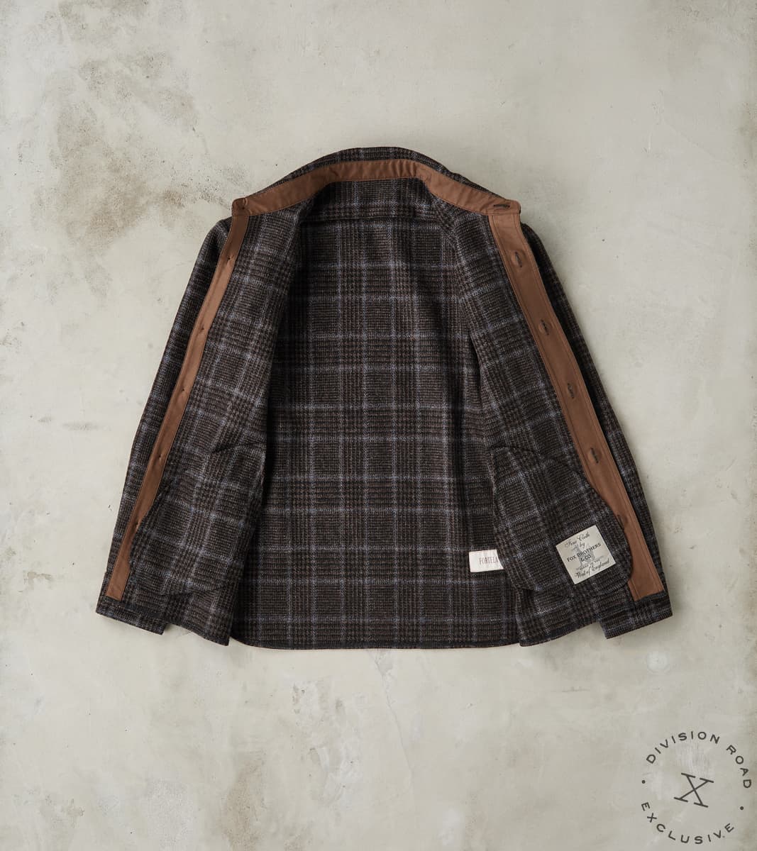 FxDR Ringo Overshirt - Fox Brothers® Wool Twill Tweed - Stag Brown Black Sky Glen Check