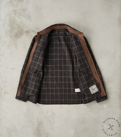 FxDR Ringo Overshirt - Fox Brothers® Wool Twill Tweed - Stag Brown Black Sky Glen Check