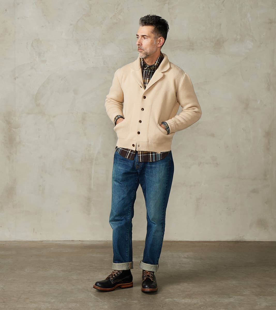 Brando Cardigan Jacket - Beige Wool Knit