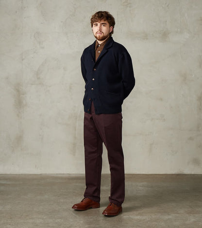 Hector TV Trouser - Bordeaux Cotton Twill Chino