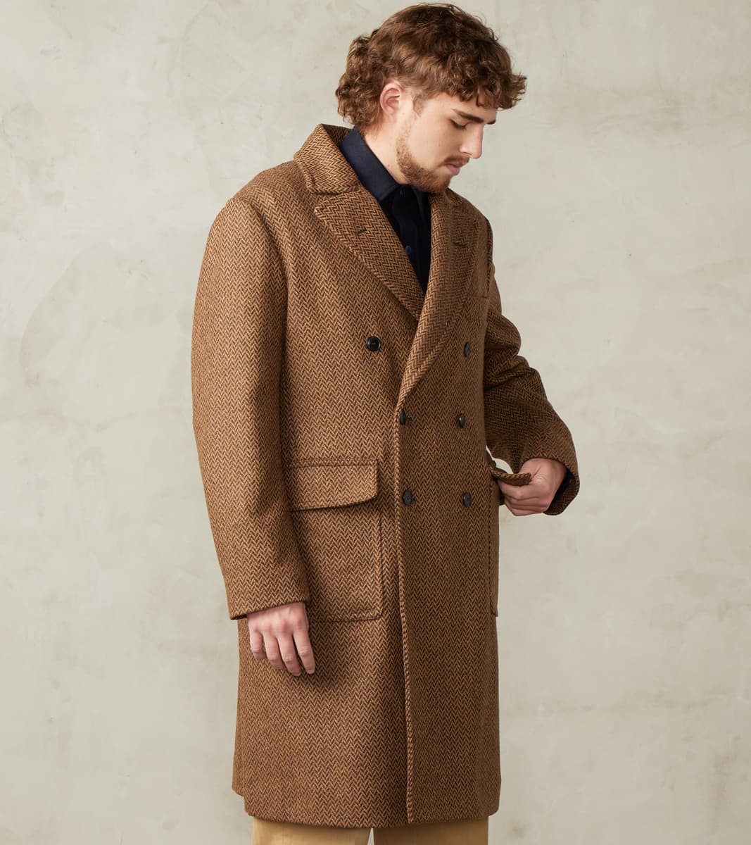 Fortela Serwilliam Coat - Brown Wool Herringbone Twill