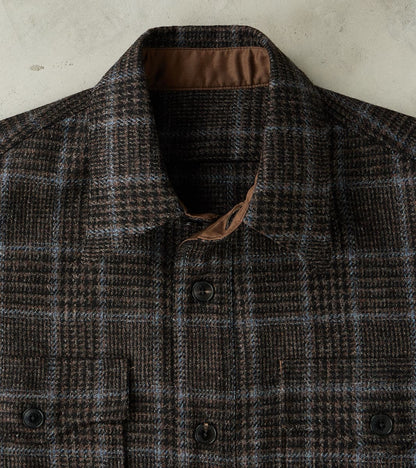 FxDR Ringo Overshirt - Fox Brothers® Wool Twill Tweed - Stag Brown Black Sky Glen Check