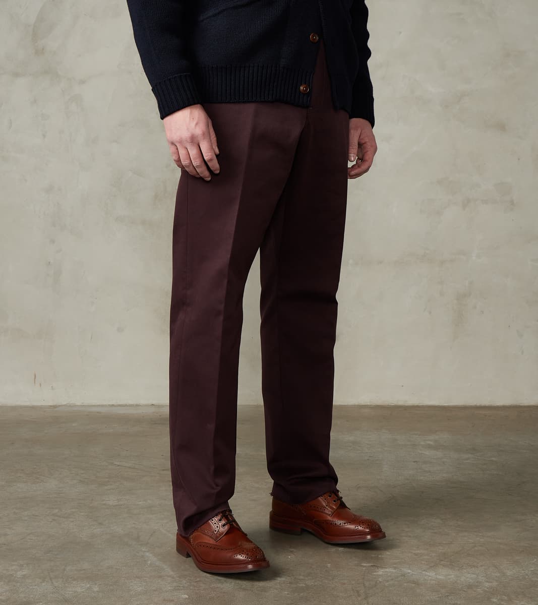 Fortela Hector TV Trouser - Bordeaux Cotton Twill Chino