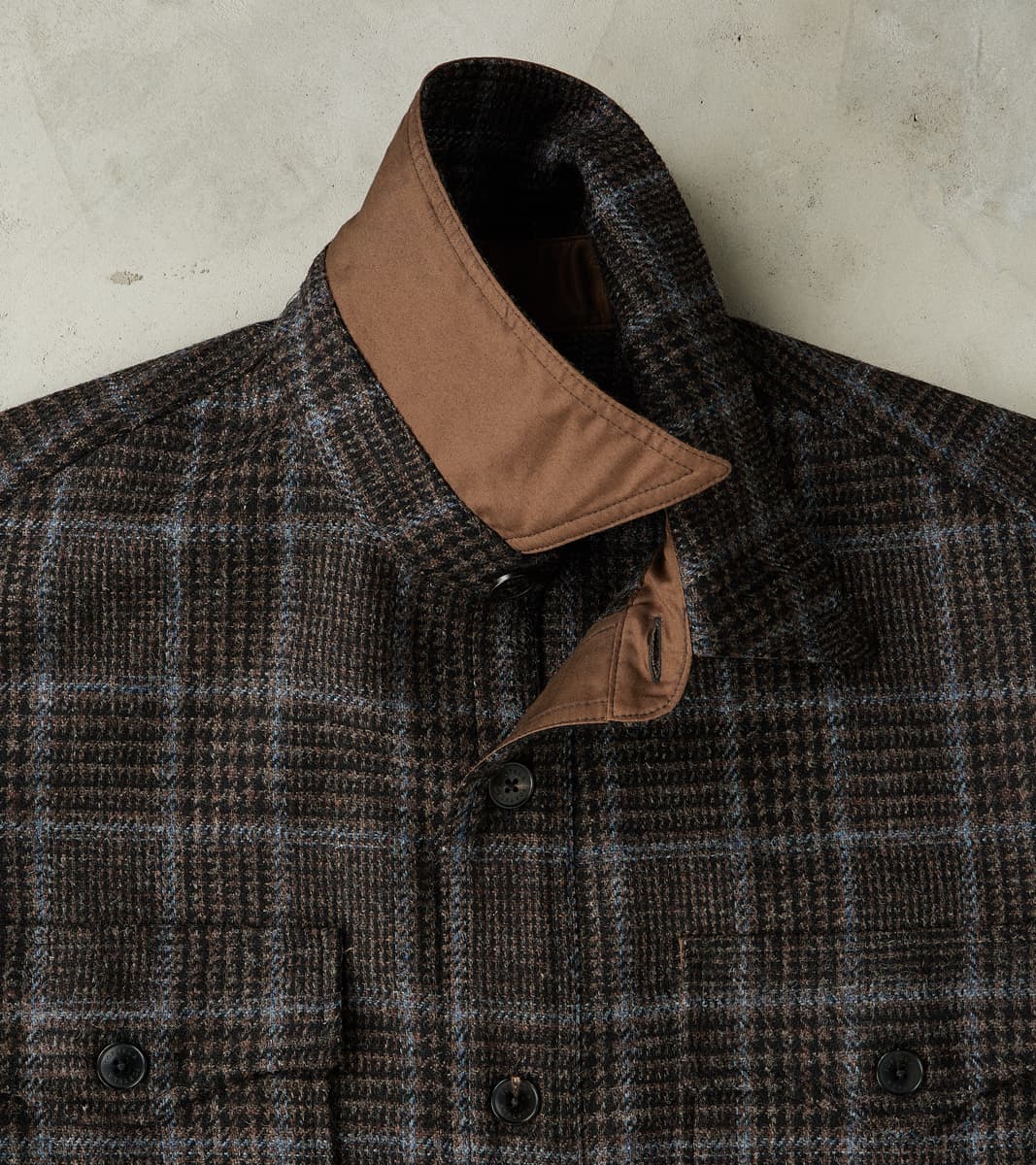 FxDR Ringo Overshirt - Fox Brothers® Wool Twill Tweed - Stag Brown Black Sky Glen Check