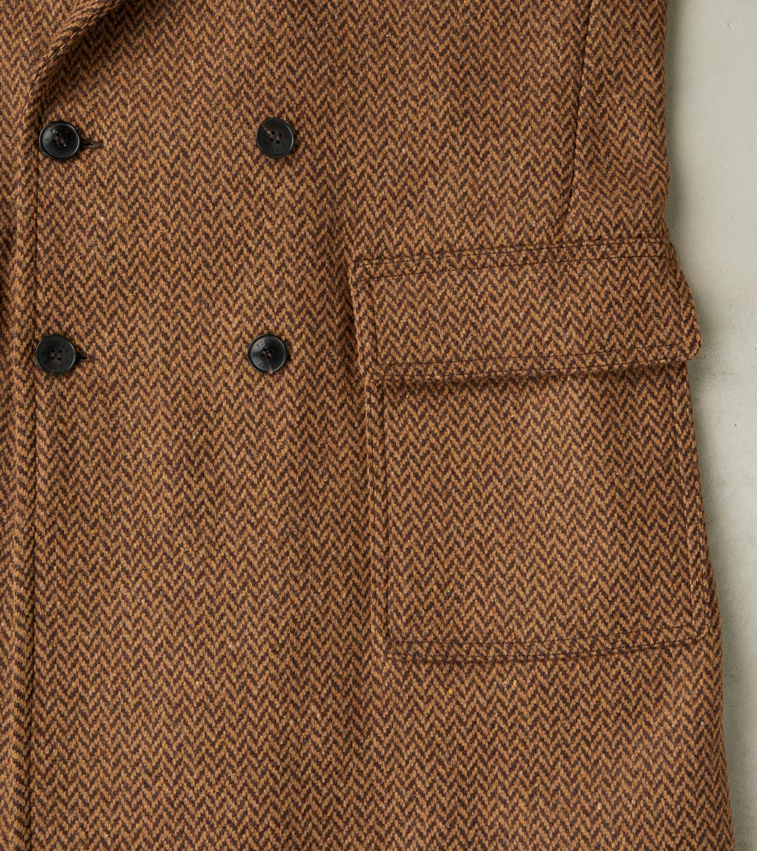 Serwilliam Coat - Brown Wool Herringbone Twill