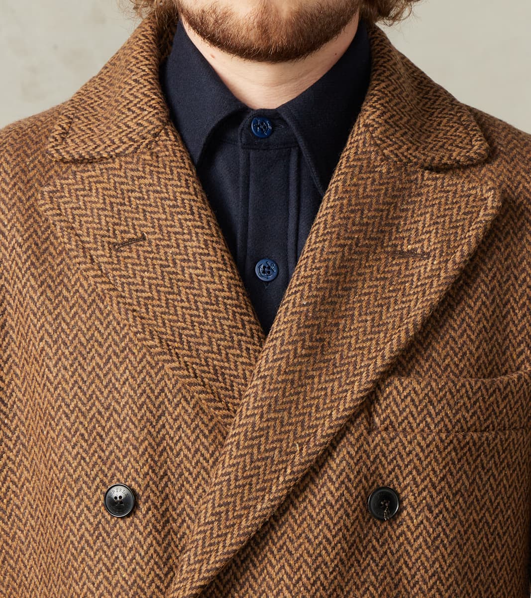 Serwilliam Coat - Brown Wool Herringbone Twill