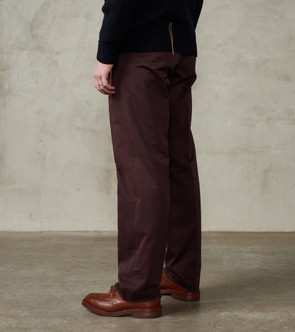 Hector TV Trouser - Bordeaux Cotton Twill Chino
