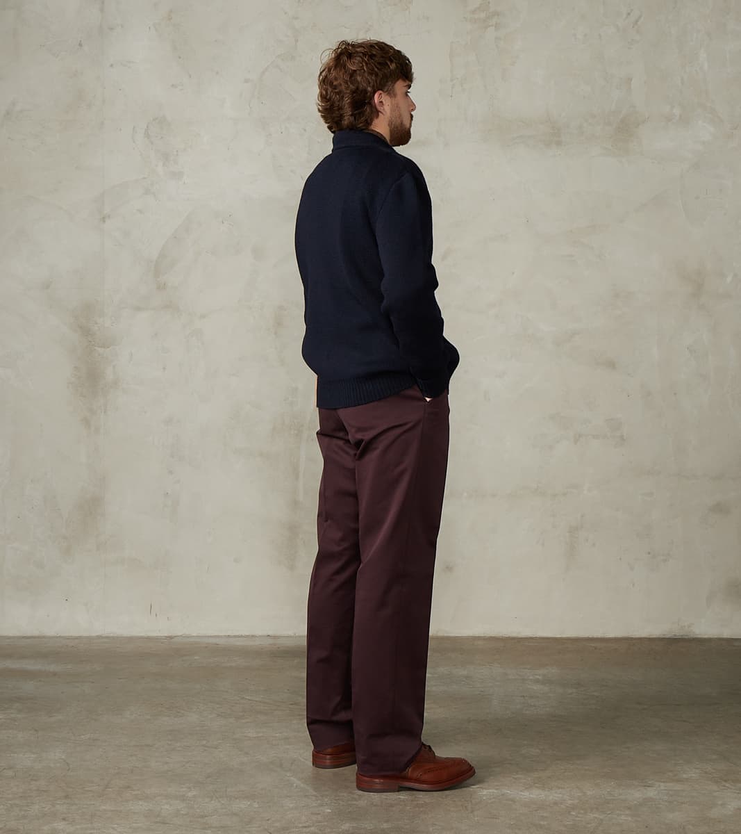 Hector TV Trouser - Bordeaux Cotton Twill Chino