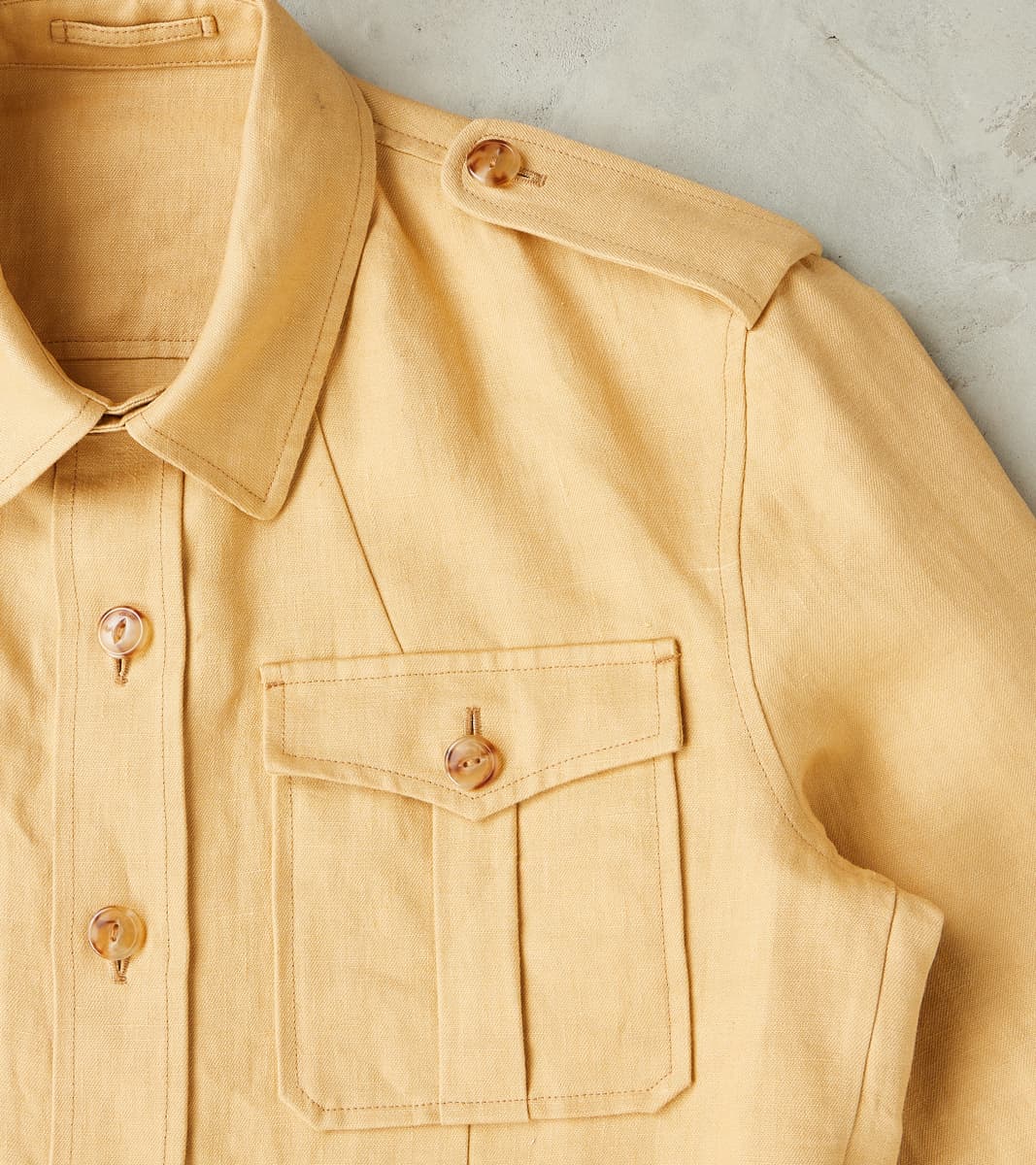 Owen Safari Jacket - Camel Linen Drill Canvas