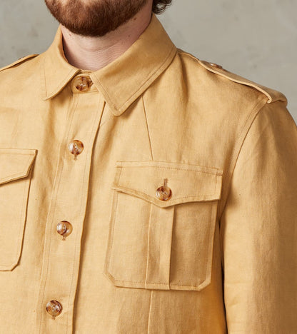 Owen Safari Jacket - Camel Linen Drill Canvas