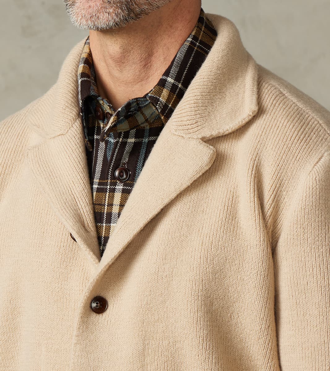 Brando Cardigan Jacket - Beige Wool Knit