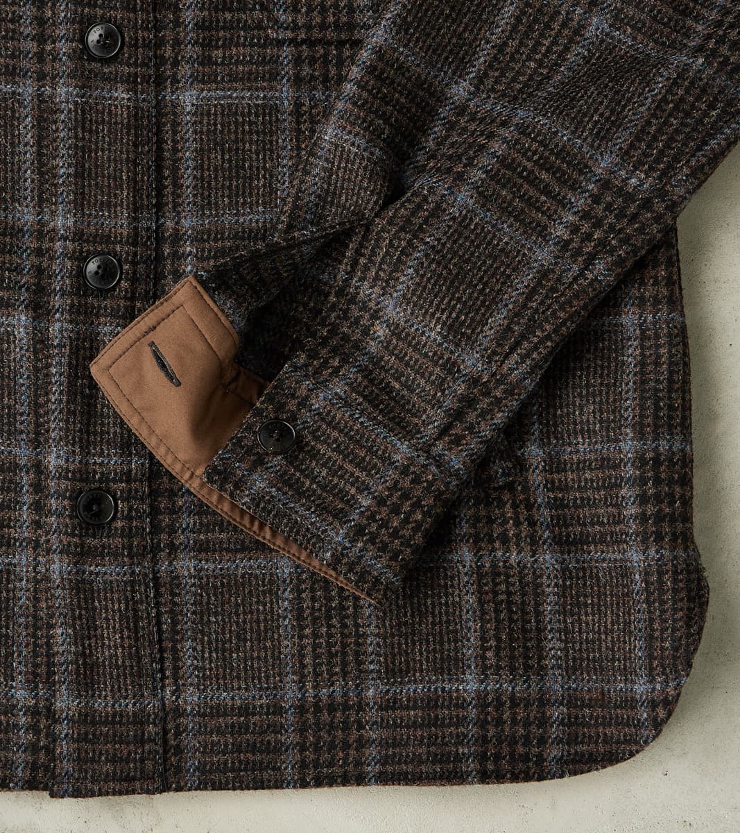 FxDR Ringo Overshirt - Fox Brothers® Wool Twill Tweed - Stag Brown Black Sky Glen Check