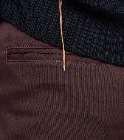 Hector TV Trouser - Bordeaux Cotton Twill Chino