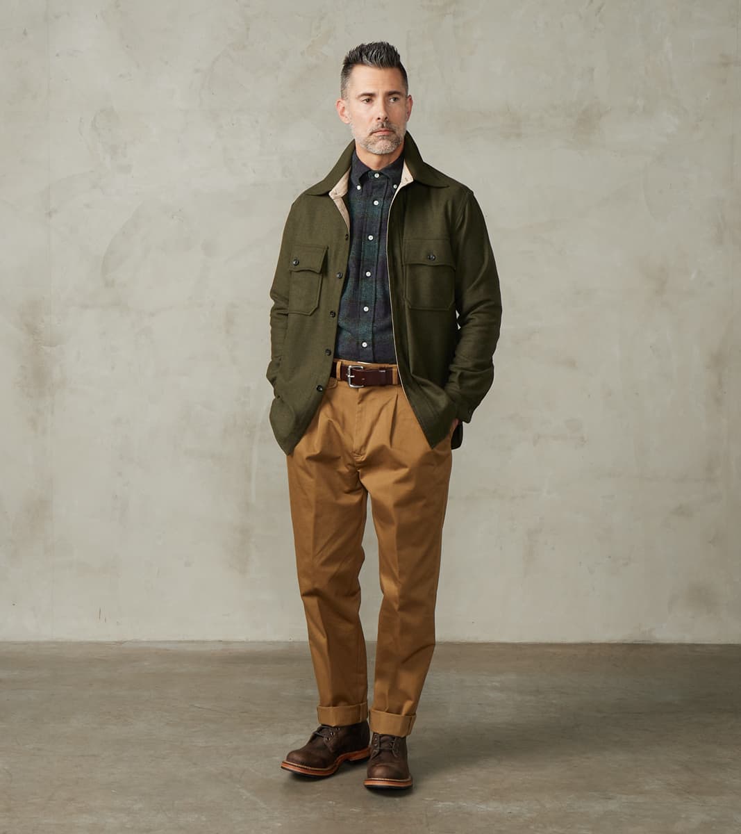 Fortela CPO Shirt Forest Green Wool Twill – Division Road,