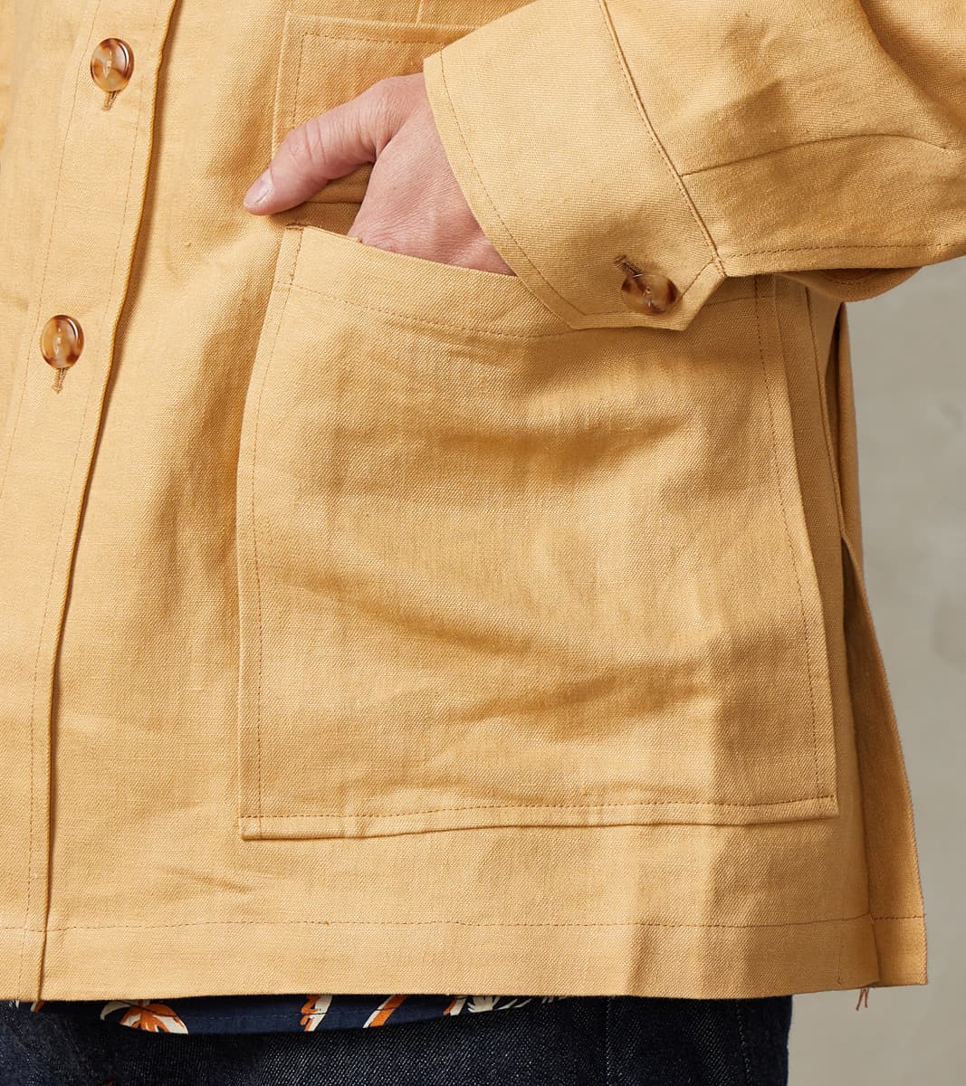 Owen Safari Jacket - Camel Linen Drill Canvas