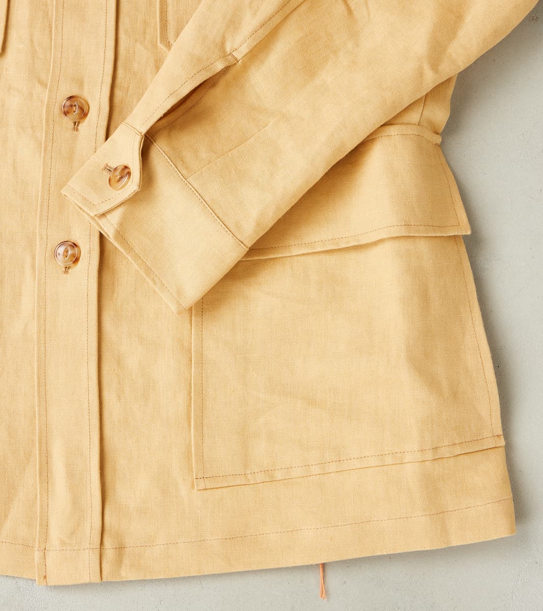 Owen Safari Jacket - Camel Linen Drill Canvas
