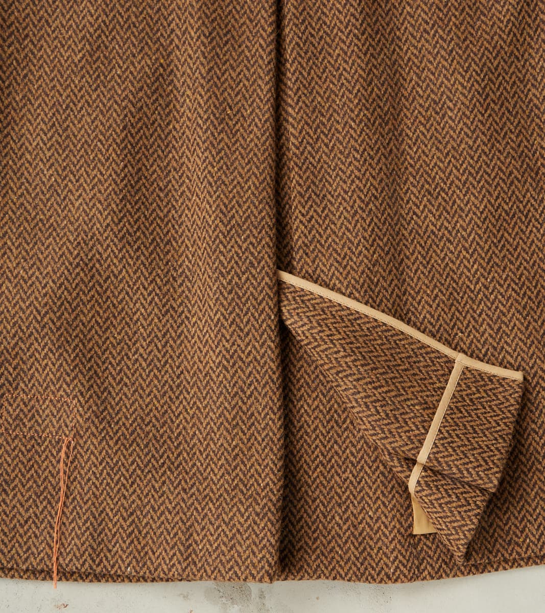 Serwilliam Coat - Brown Wool Herringbone Twill