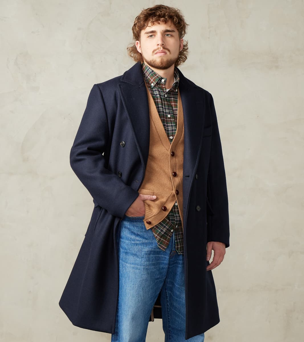 Fortela Serwilliam Coat - Navy Wool Twill