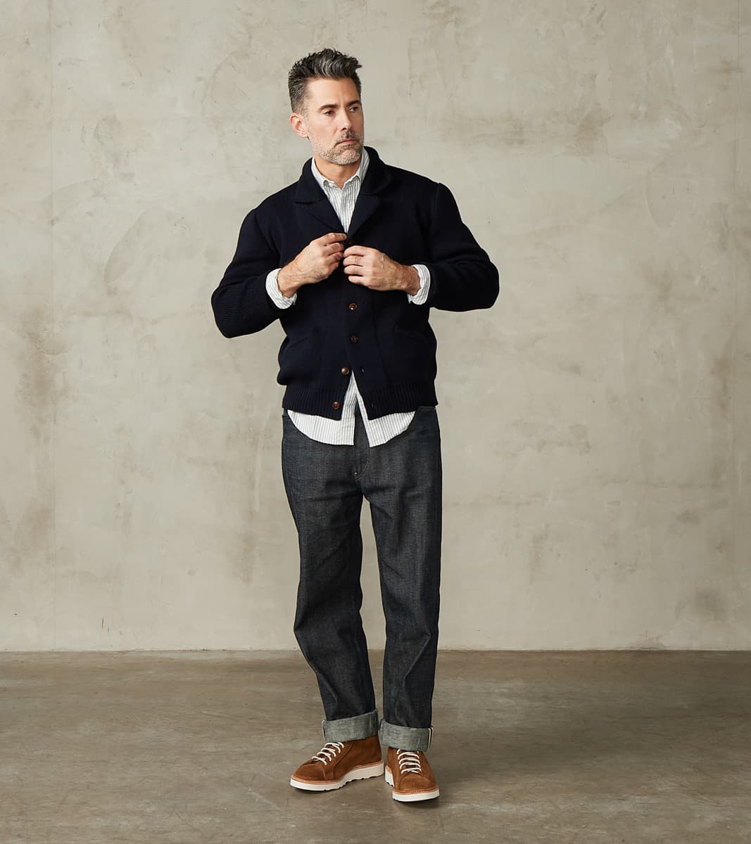 Brando Cardigan Jacket - Navy Wool Knit