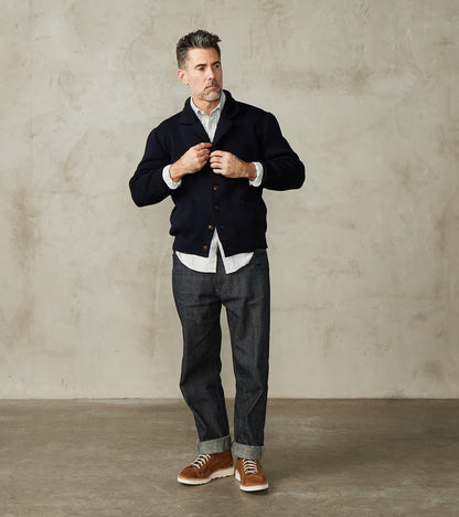 Brando Cardigan Jacket - Navy Wool Knit