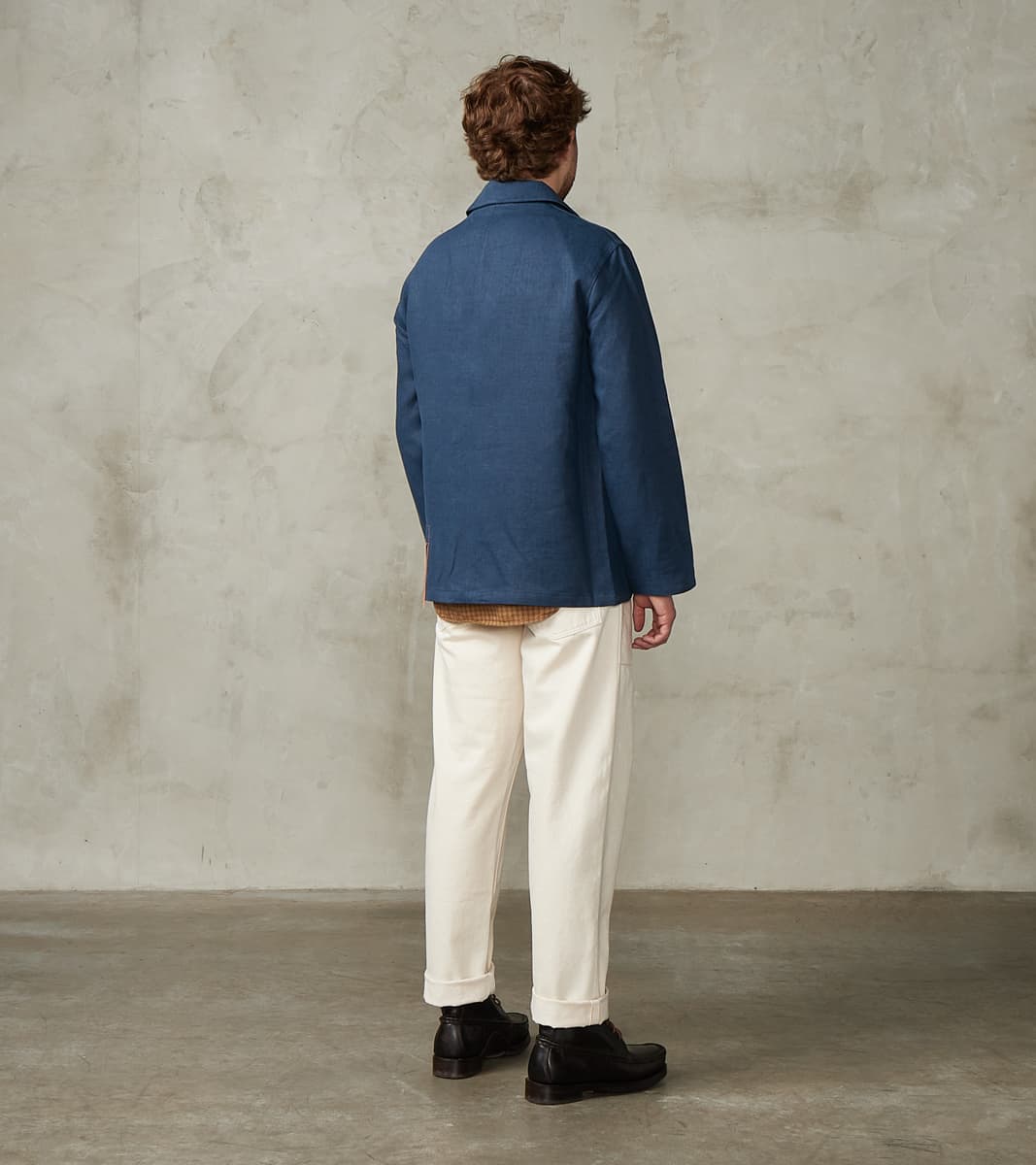 Fortela Garcon Double Breasted Work Jacket - Navy Linen Canvas