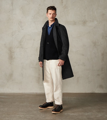FxDR Amedeo Balmacaan Coat - Fox Brothers® Wool Twill Tweed - Granite Slate