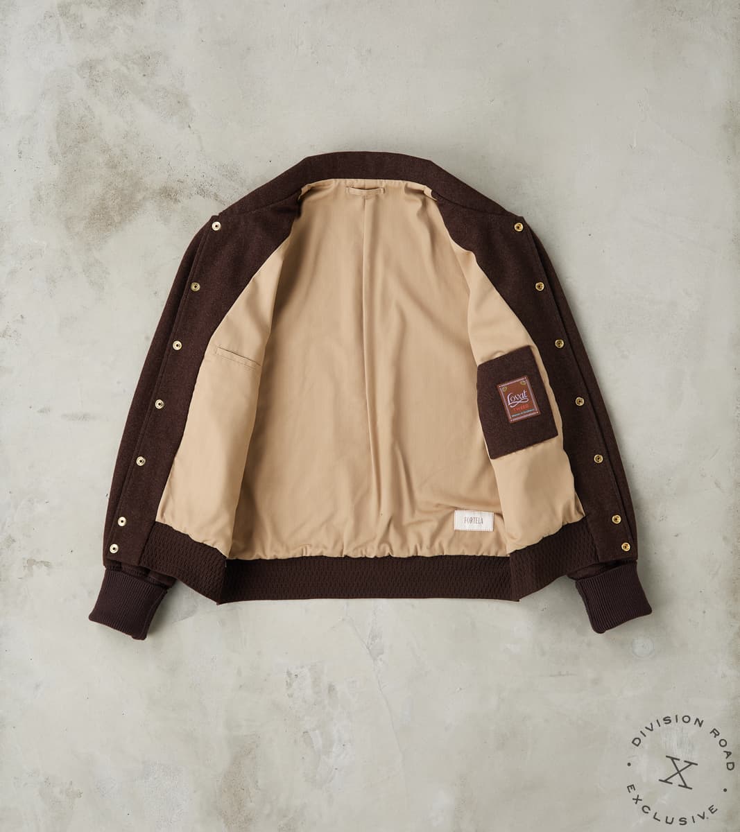 FxDR Cambridge Bomber Jacket - Lovat® Sonsie Tweed Twill - Undyed Espresso Melton
