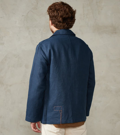 Garcon Double Breasted Work Jacket - Navy Linen Canvas