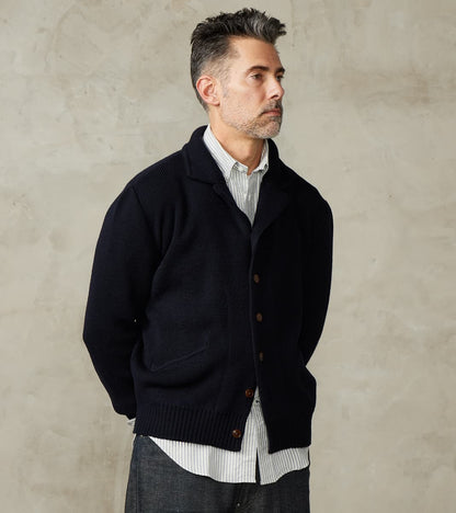 Fortela Brando Cardigan Jacket - Navy Wool Knit
