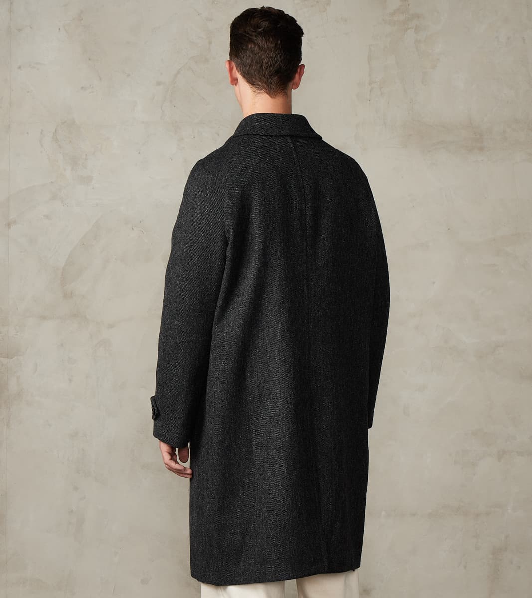 FxDR Amedeo Balmacaan Coat - Fox Brothers® Wool Twill Tweed - Granite Slate