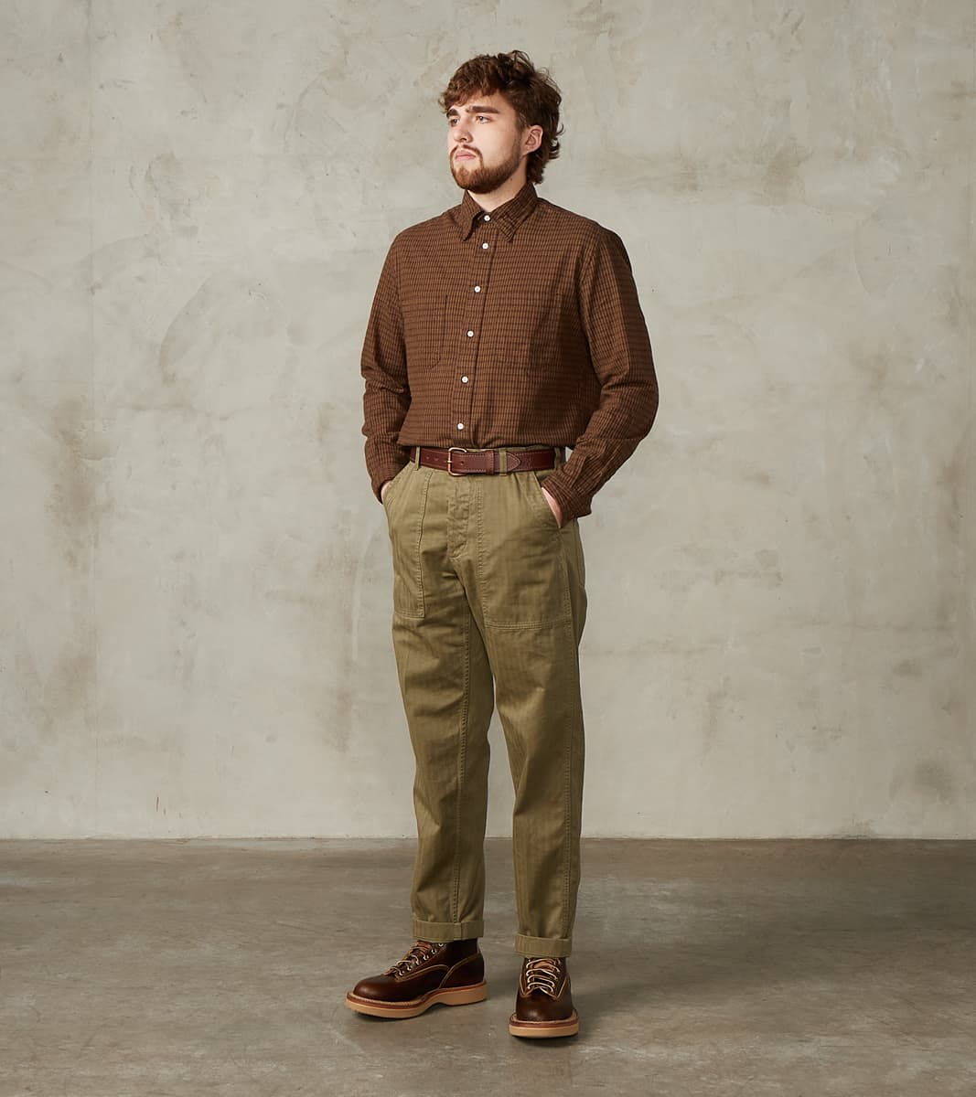 New Fatigue Trouser - Sage Herringbone Twill