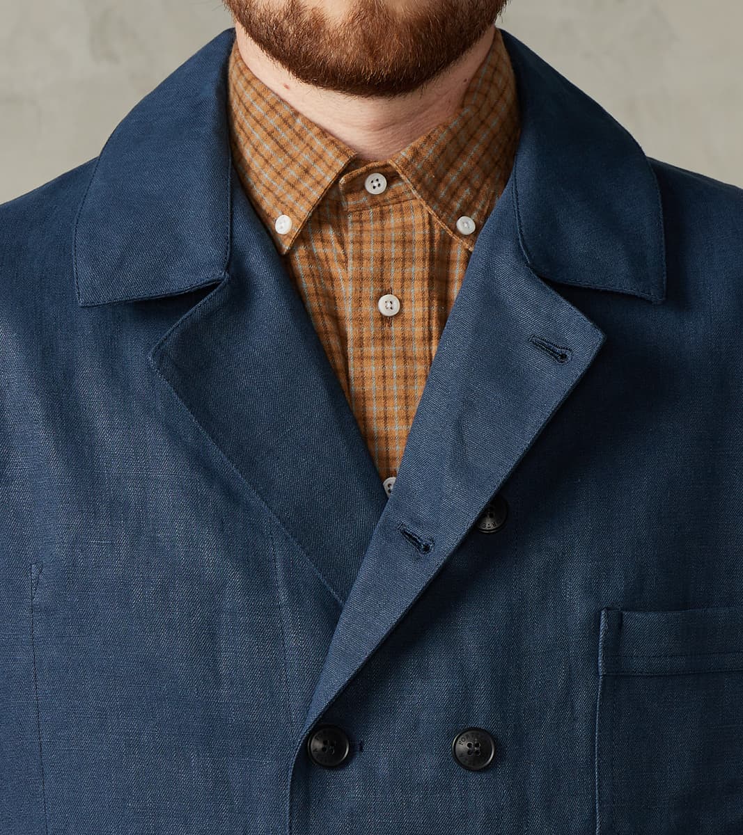 Garcon Double Breasted Work Jacket - Navy Linen Canvas