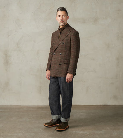 Corrado Double Breasted Jacket - Earth Shetland Houndstooth Check