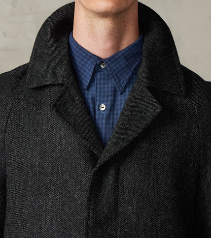 FxDR Amedeo Balmacaan Coat - Fox Brothers® Wool Twill Tweed - Granite Slate