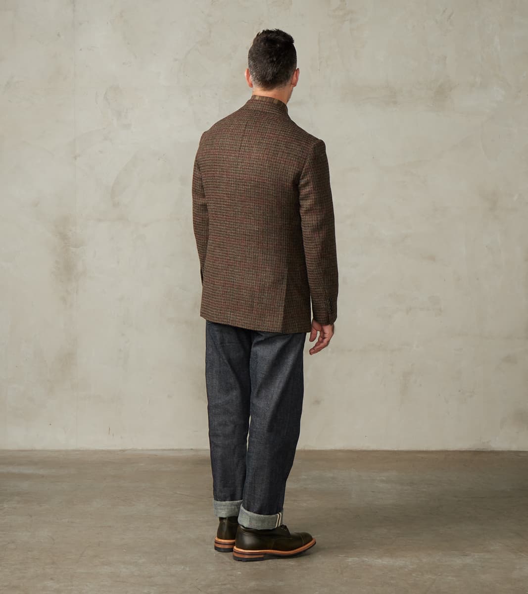 Corrado Double Breasted Jacket - Earth Shetland Houndstooth Check