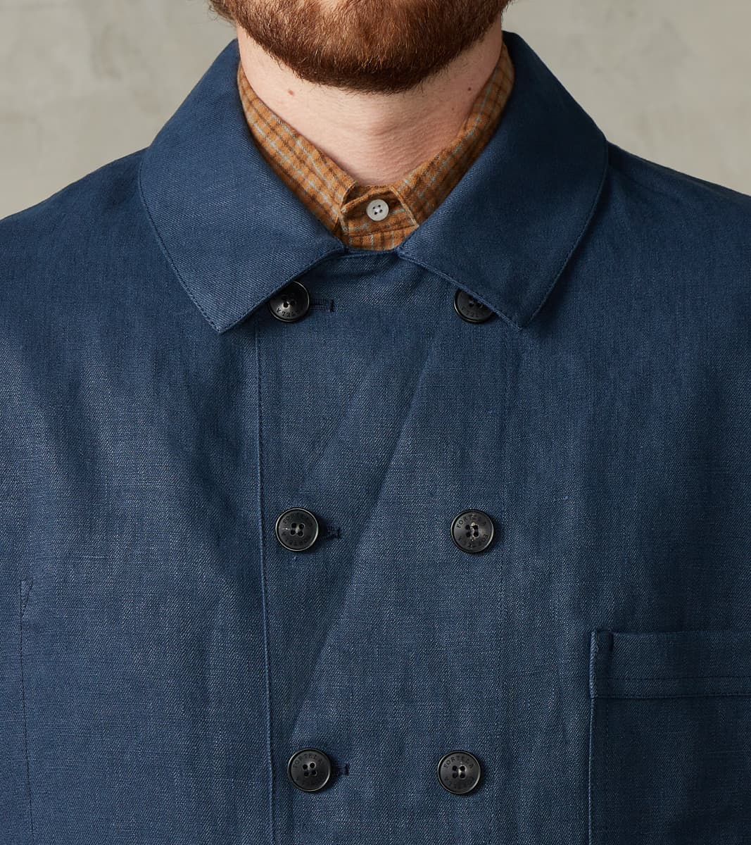 Garcon Double Breasted Work Jacket - Navy Linen Canvas