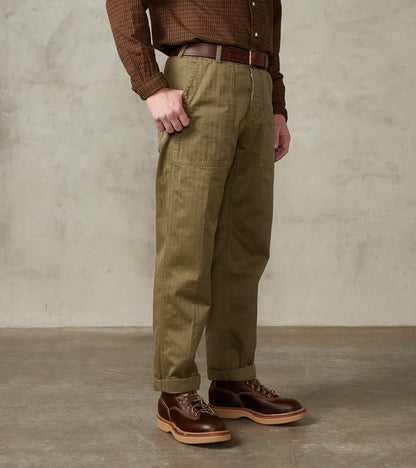 Fortela New Fatigue Trouser - Sage Herringbone Twill