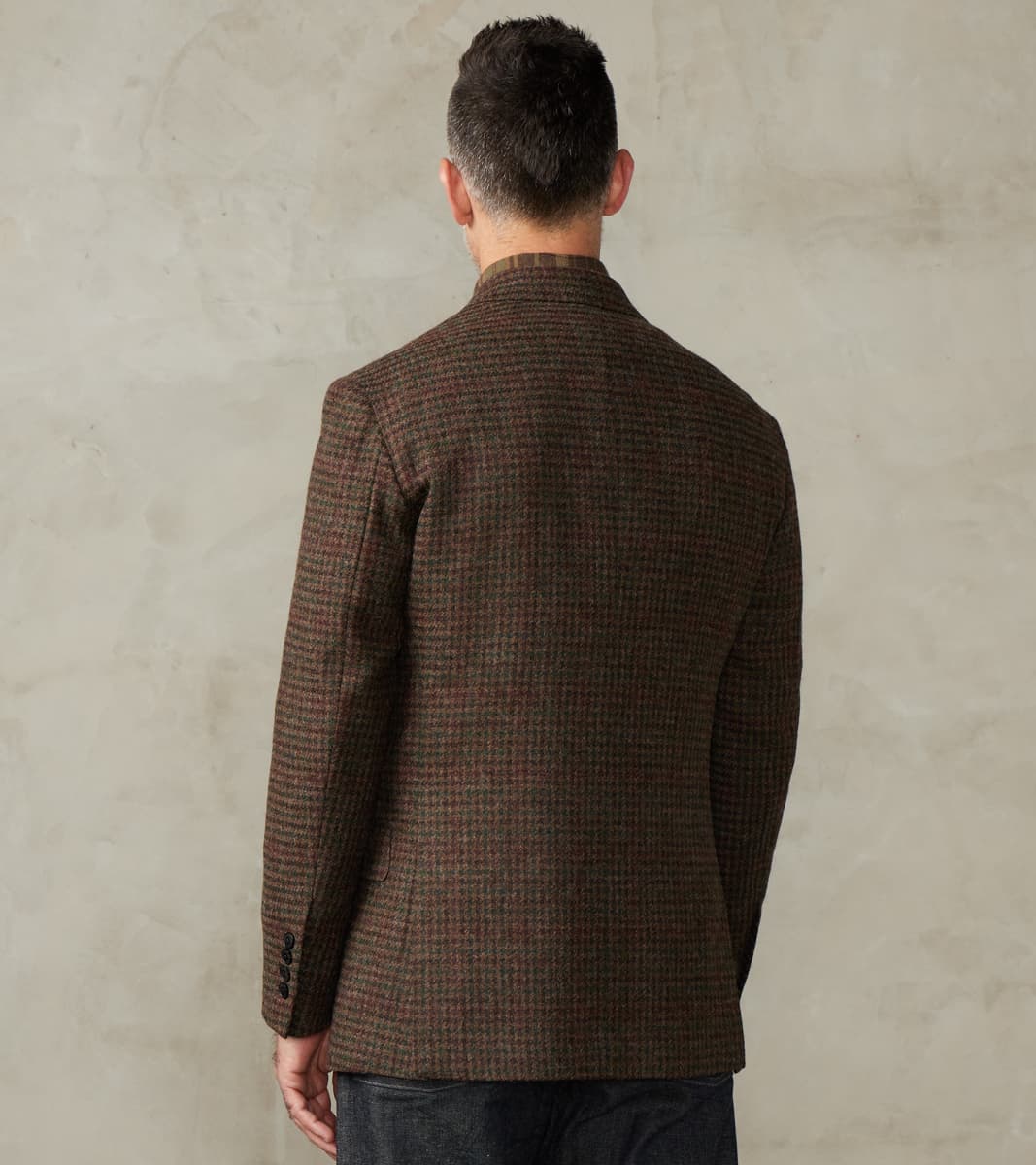 Corrado Double Breasted Jacket - Earth Shetland Houndstooth Check