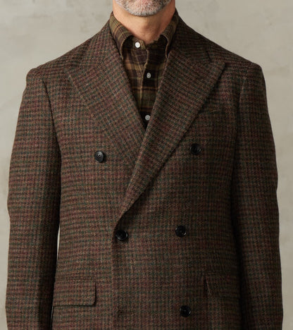 Corrado Double Breasted Jacket - Earth Shetland Houndstooth Check