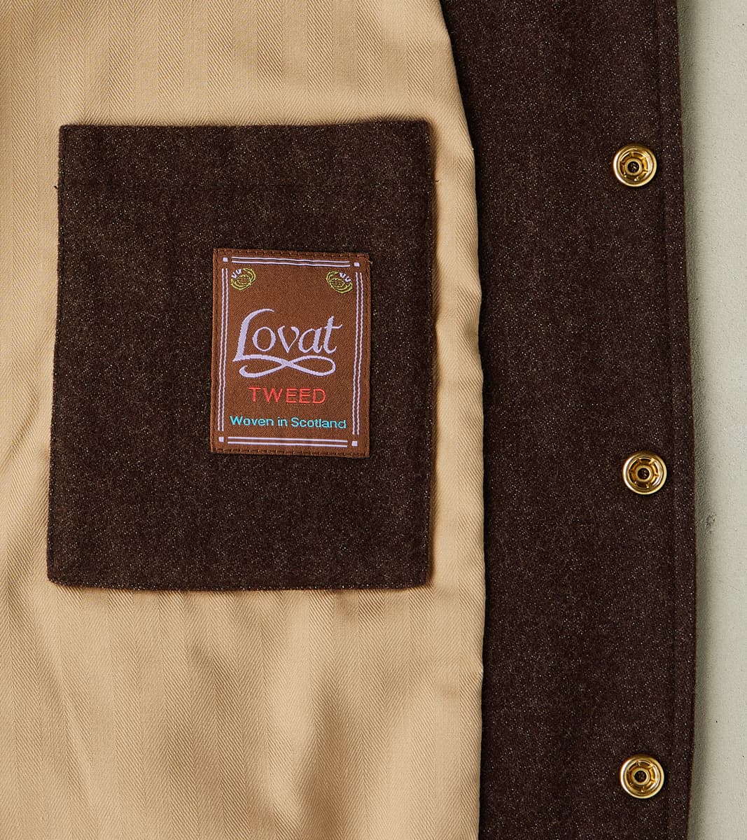 FxDR Cambridge Bomber Jacket - Lovat® Sonsie Tweed Twill - Undyed Espresso Melton