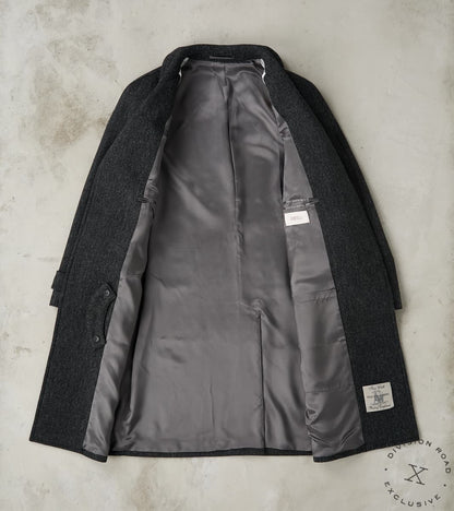 FxDR Amedeo Balmacaan Coat - Fox Brothers® Wool Twill Tweed - Granite Slate