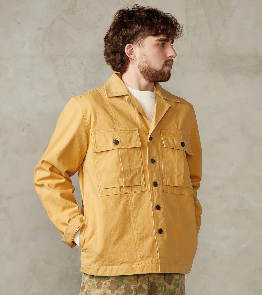 Fortela Richard Army Overshirt - Sand Japanese Canvas