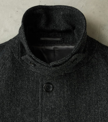 FxDR Amedeo Balmacaan Coat - Fox Brothers® Wool Twill Tweed - Granite Slate