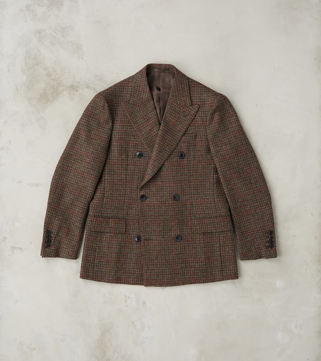 Fortela Corrado Double Breasted Jacket - Earth Shetland Houndstooth Ch…