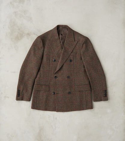 Fortela Corrado Double Breasted Jacket - Earth Shetland Houndstooth Ch…
