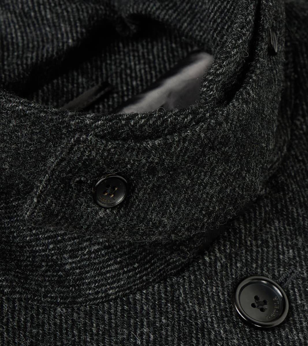FxDR Amedeo Balmacaan Coat - Fox Brothers® Wool Twill Tweed - Granite Slate